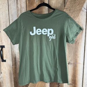 Jeep Girl Green T-Shirt With White Graphics Size XL